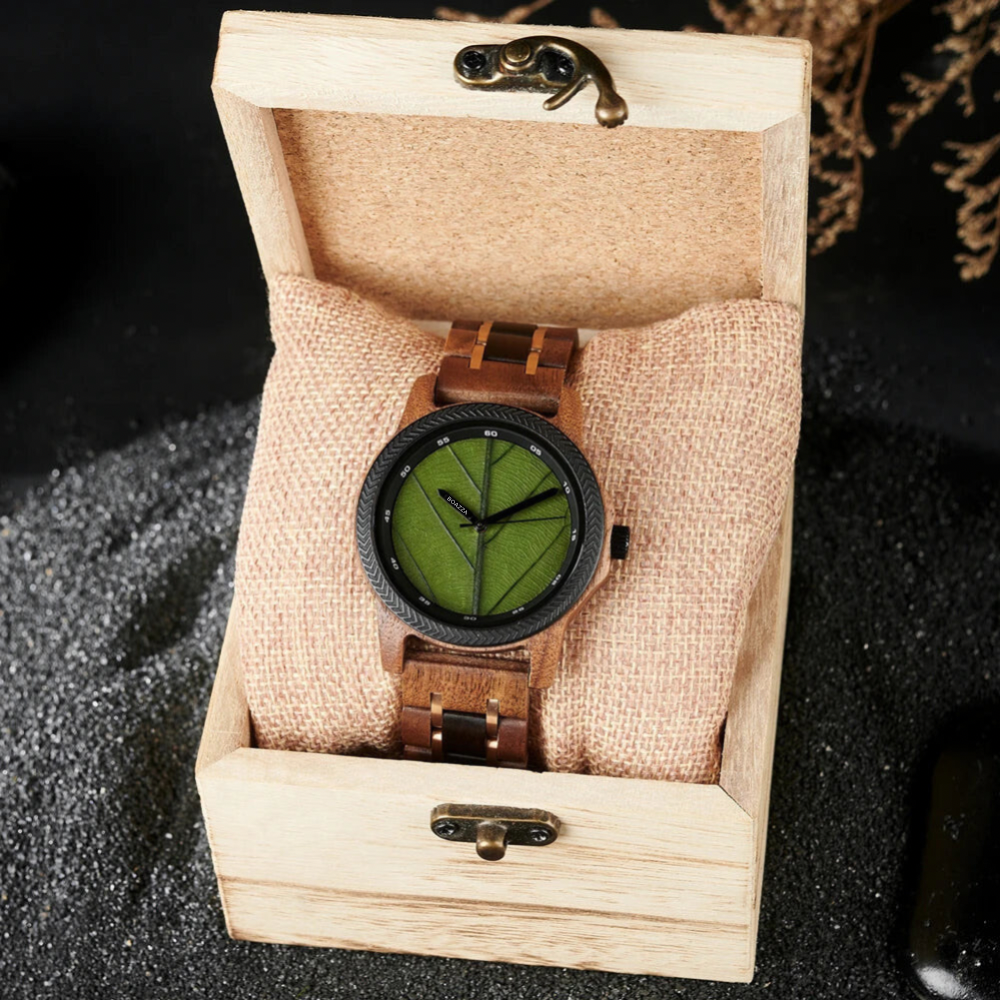 Montre en bois pour homme Natural dans sa boîte de rangement en bois