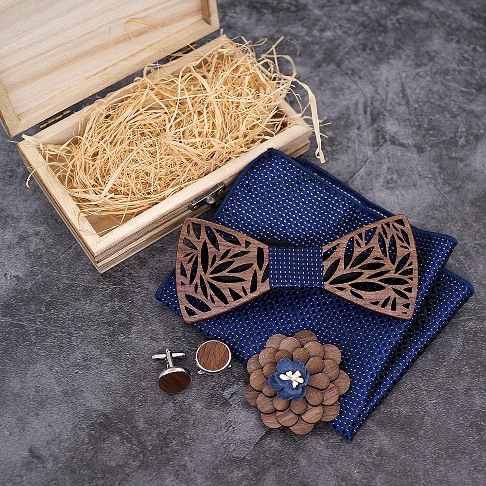 Nœud papillon en bois Fjord avec sa boîte de rangement en bois, chic et authentique.