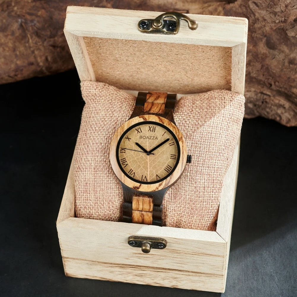 Montre en bois pour homme Fenja dans sa boîte de rangement en bois 