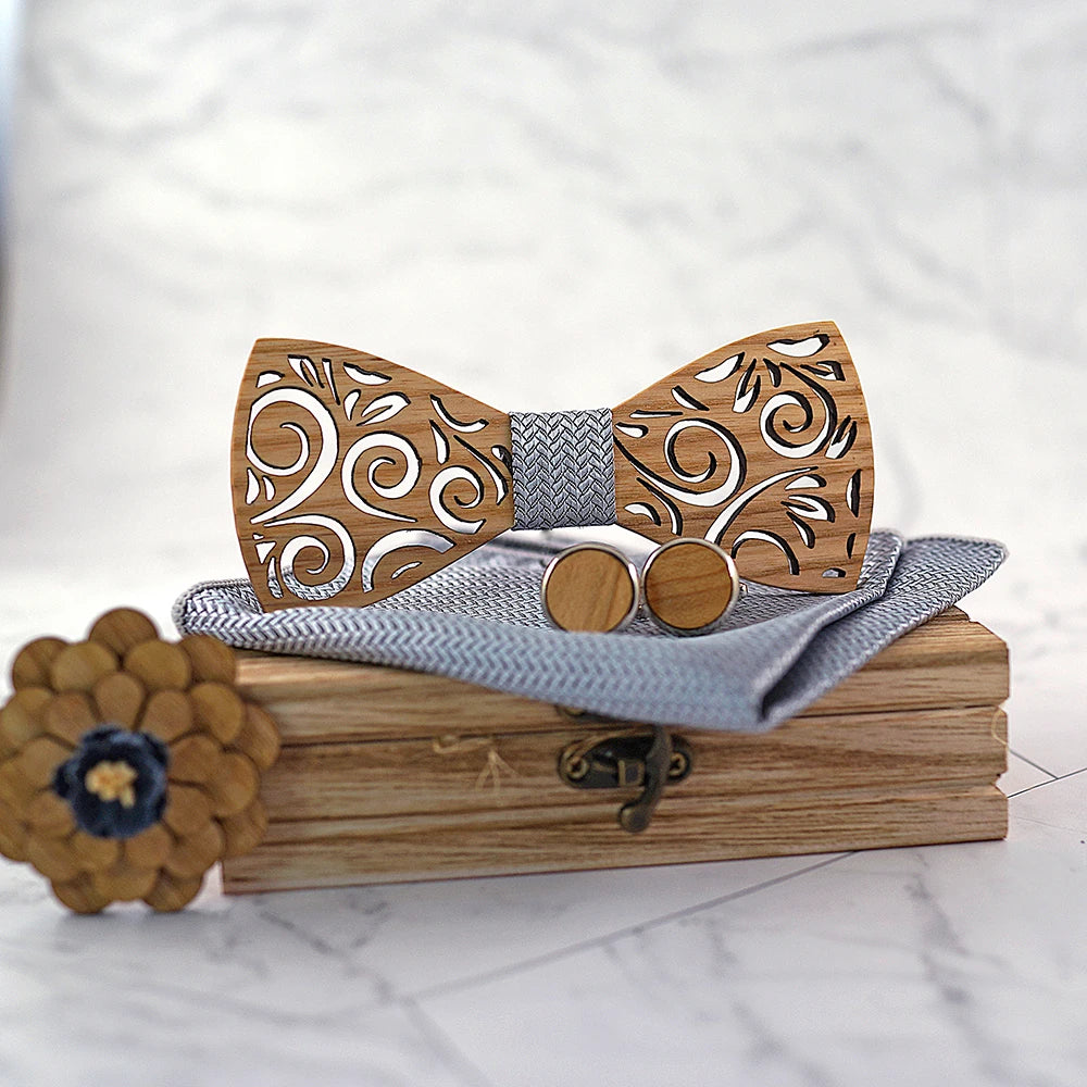 Nœud papillon en bois Alrik, élégant et raffiné, parfait pour sublimer le style masculin.
