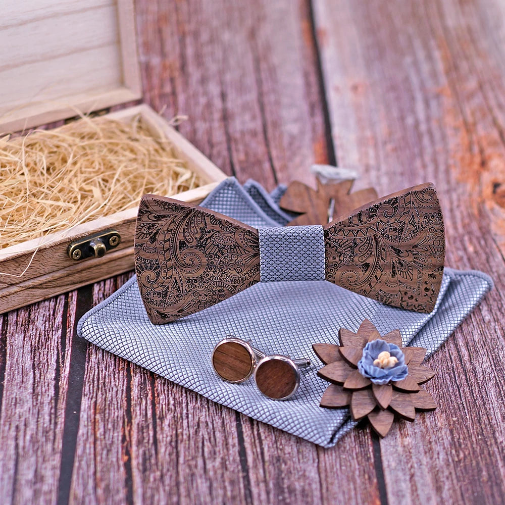 Nœud papillon en bois Röda avec sa boîte de rangement en bois, chic et authentique.