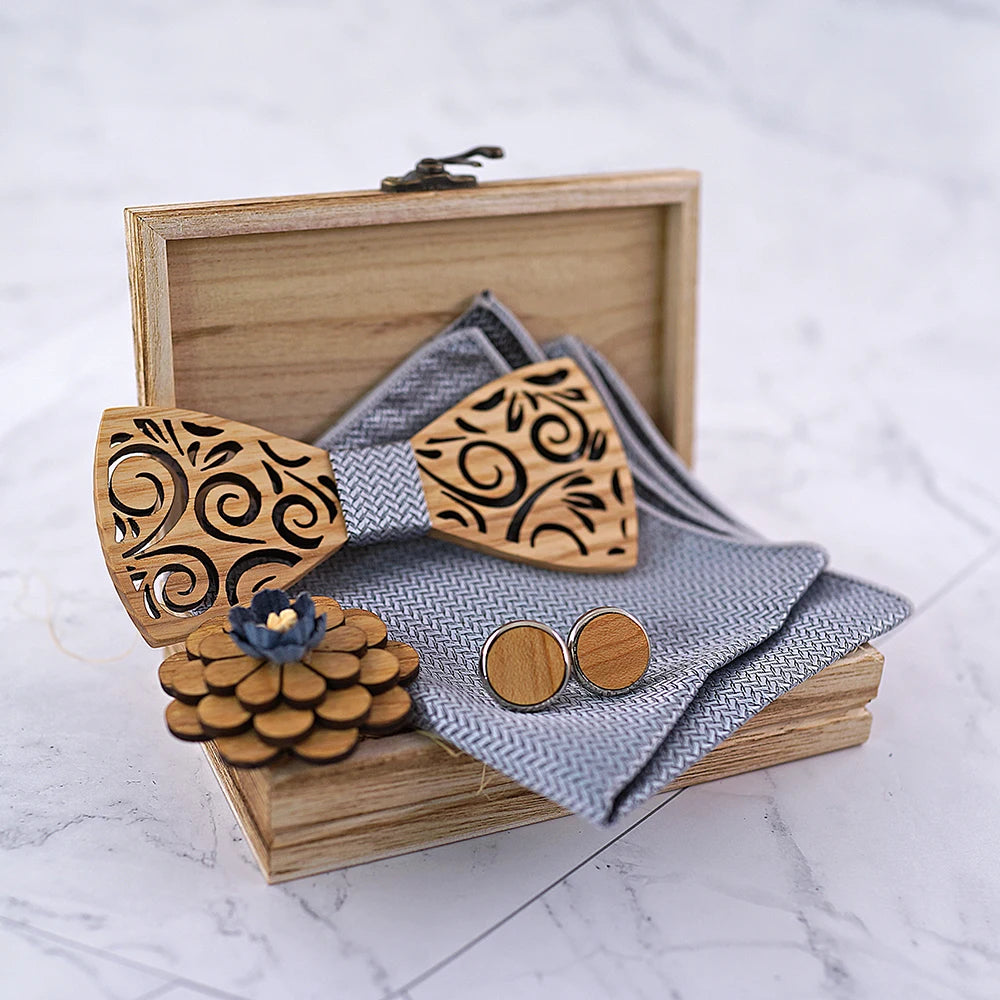 Nœud papillon en bois Alrik, élégant et raffiné, parfait pour sublimer le style masculin.