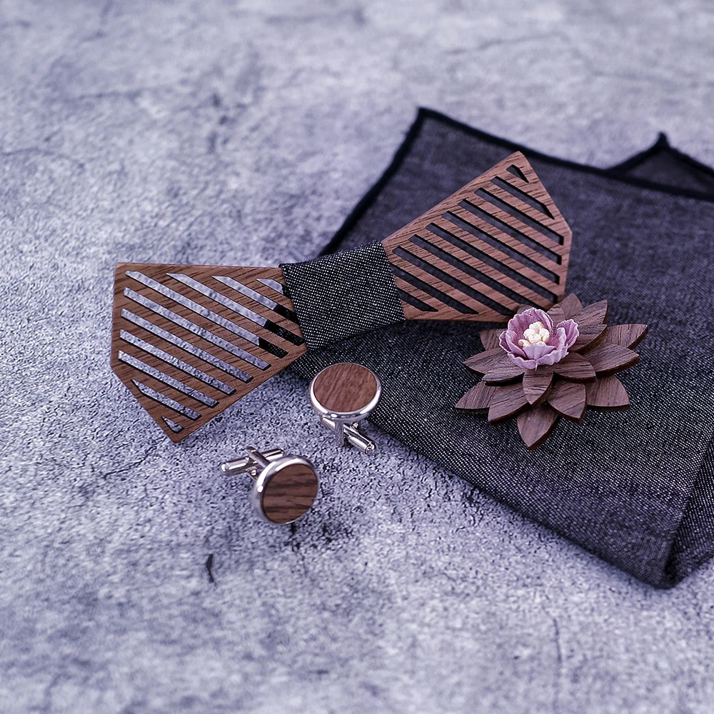 Nœud papillon en bois Fäld, élégant et raffiné, parfait pour sublimer le style masculin.