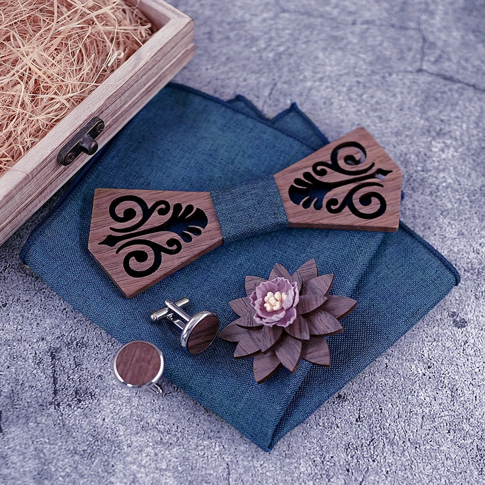 Nœud papillon en bois Islay, accessoire naturel et élégant pour homme.