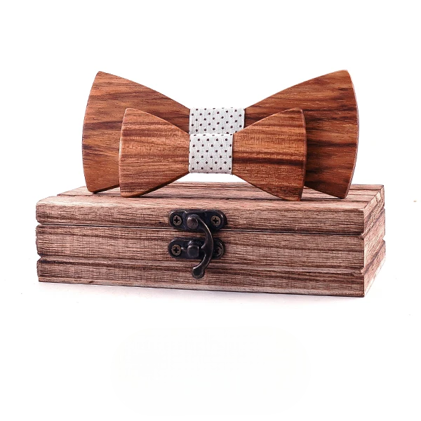 Nœud papillon en bois homme et enfant Gasno, style raffiné et naturel en duo.